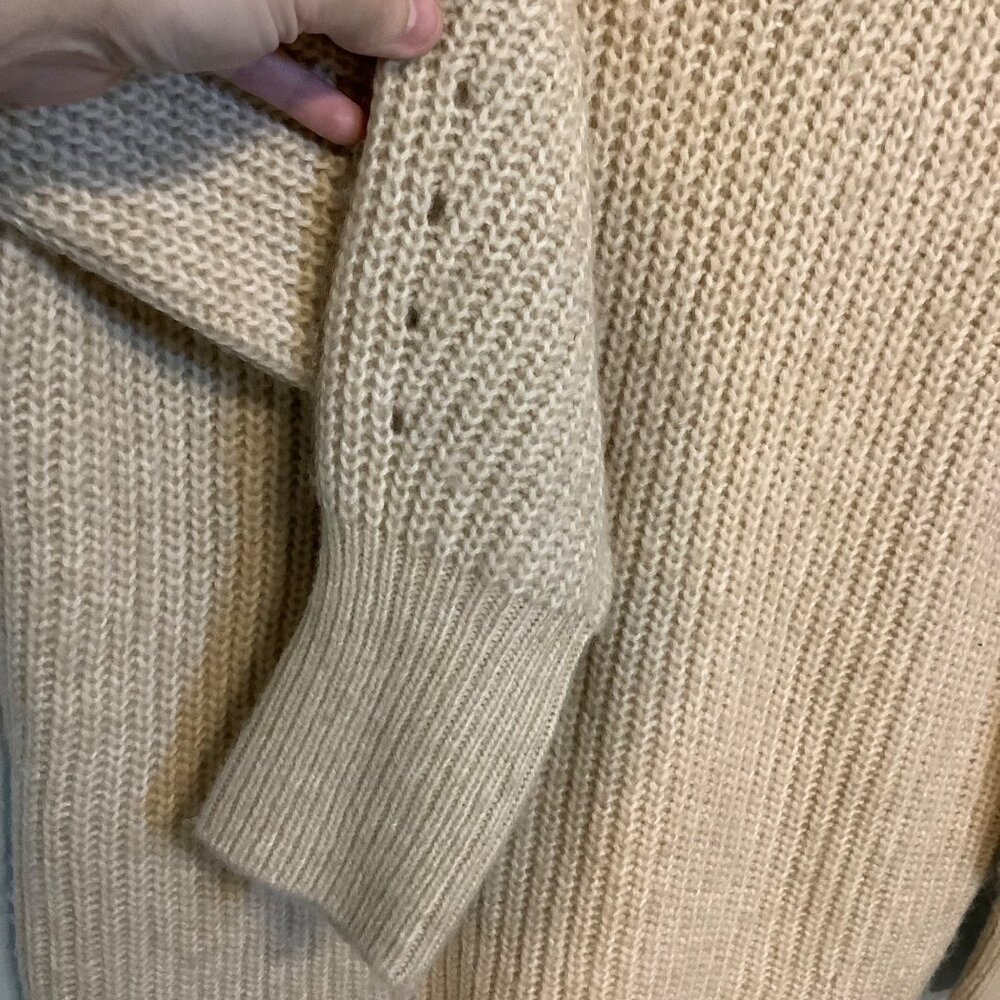 Biltmore Womens Small Oatmeal Ribbed Sweater Pullover Crewneck Retro Cozy Knit - Picture 3 of 7